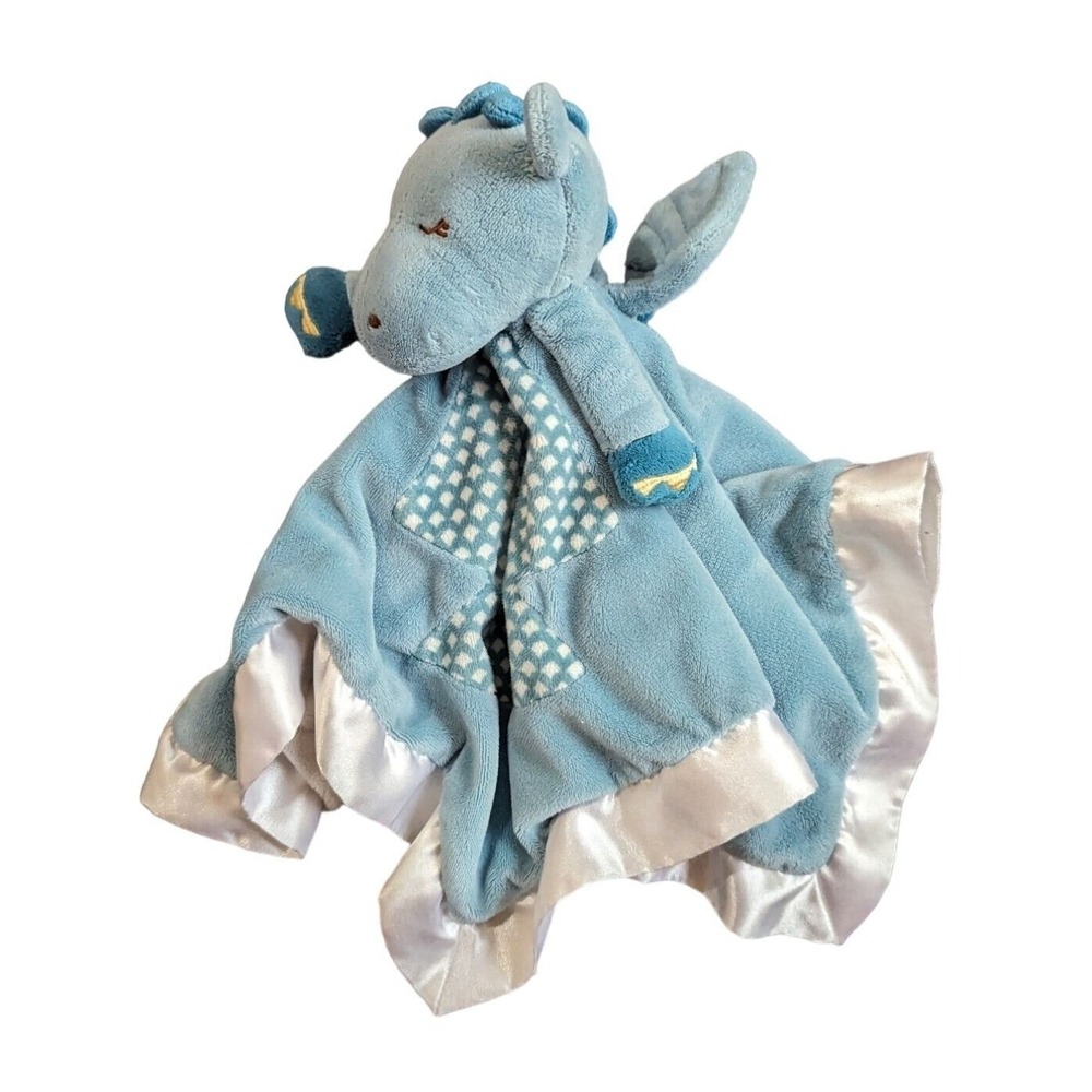 Douglas Baby‎ Blue Dragon Lovey Security Blanket Plush Satin Trim Snuggler 13"